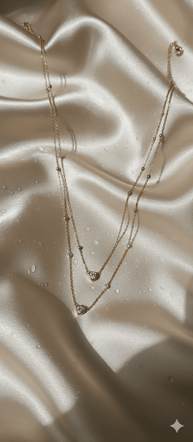 DOUBLE LAYER HEART PENDANT NECKCHAIN